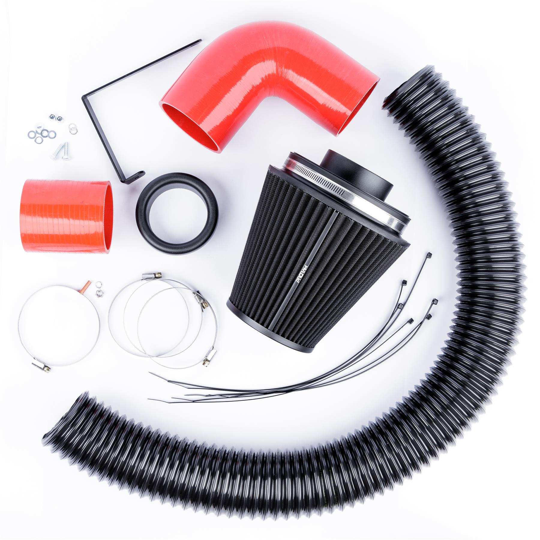 Performance Pleated Induction Kit for VW MK5 Golf R32 3.2 V6 - Red Hoses - Performance HQ - United Kingdom